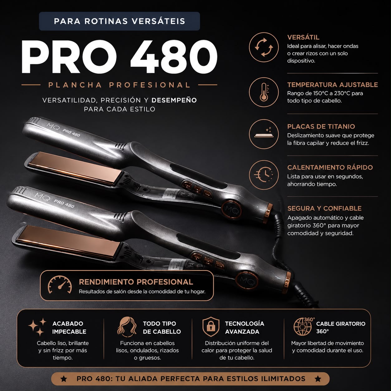 MIQ Pro 480 Plancha Profesional para Rutinas Versátiles