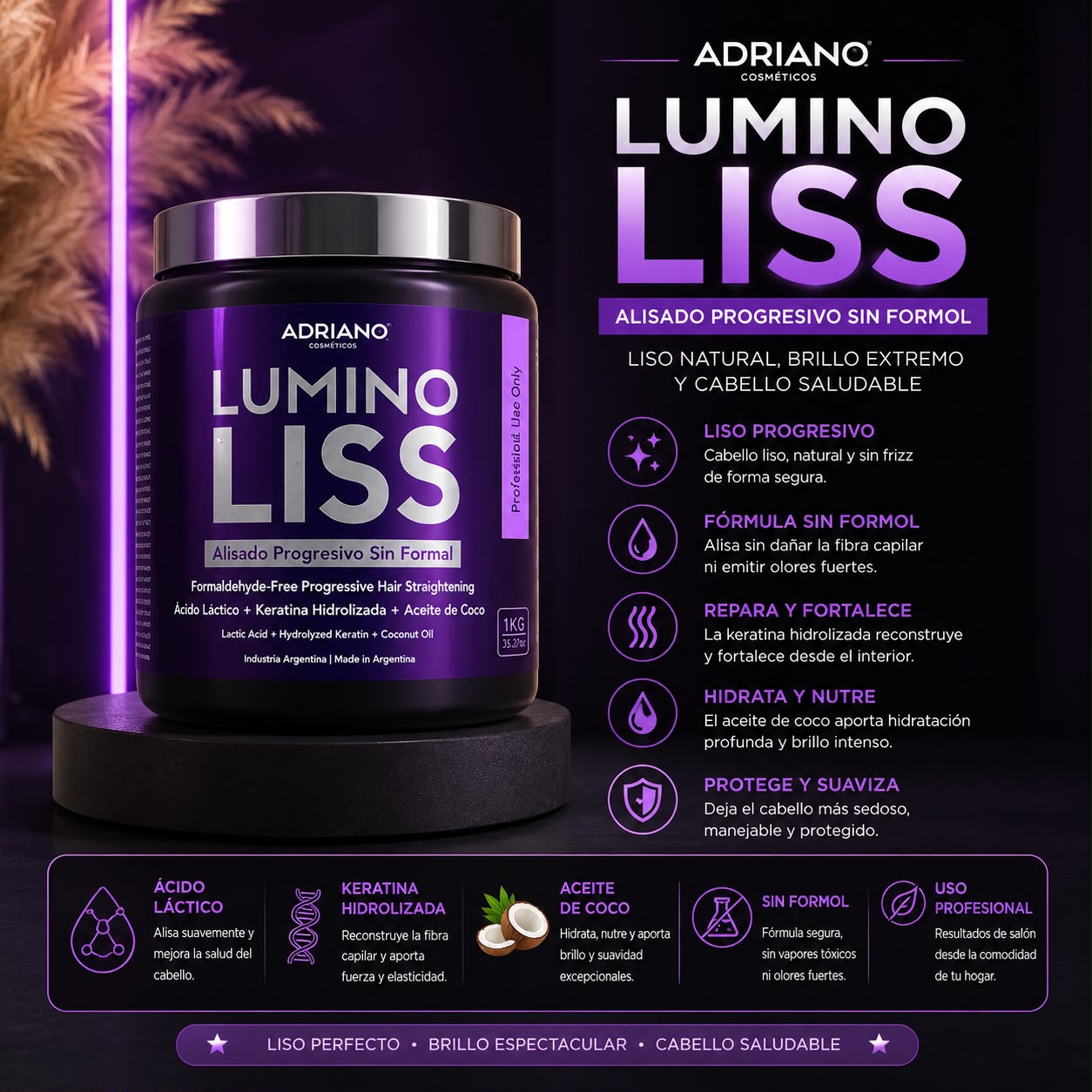 Adriano Lumino Liss Alisado Progresivo Sin Formol 1kg