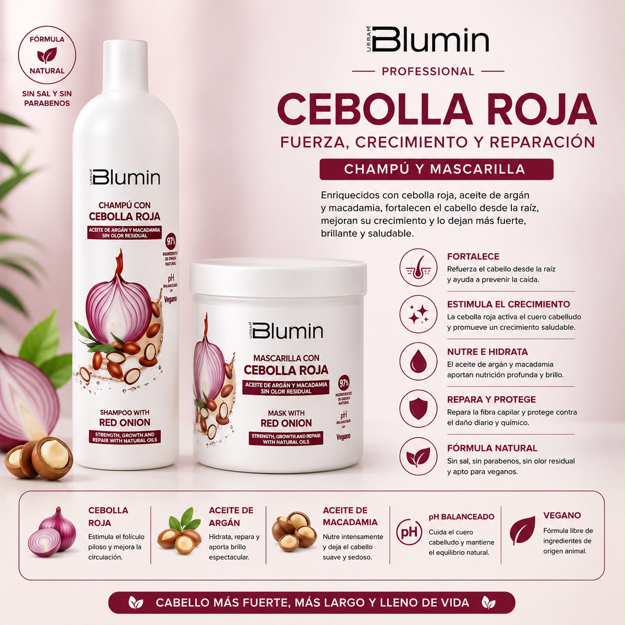Blumin Cebolla Roja Shampoo y Mascarilla